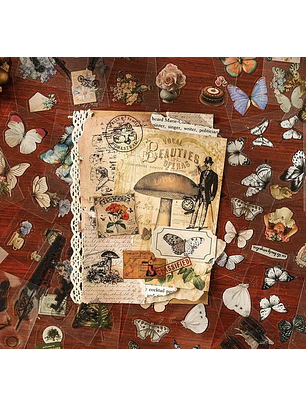 Stickers vintage 100 hojas 