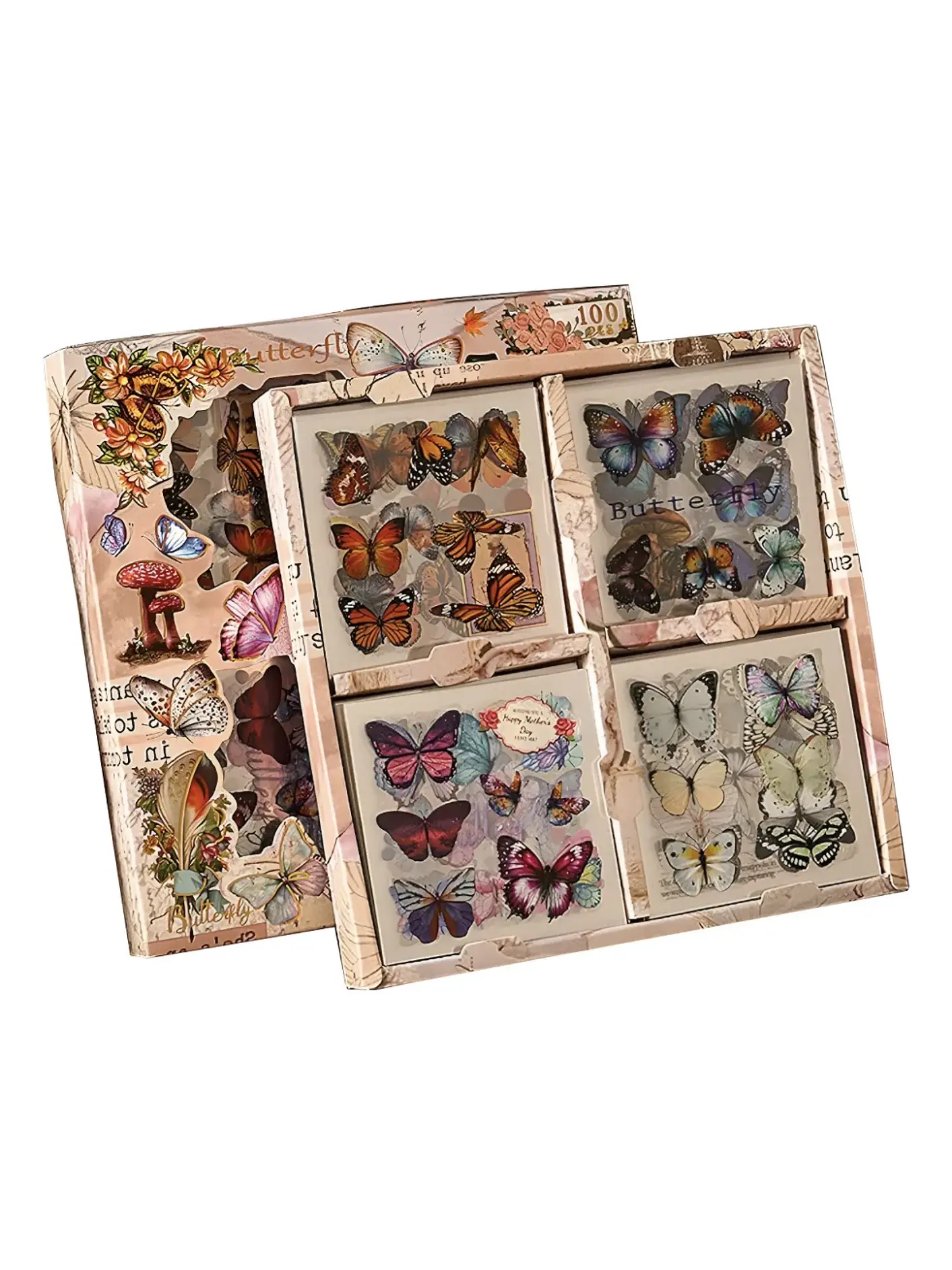 Stickers vintage mariposas 100 hojas  1