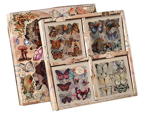 Stickers vintage mariposas 100 hojas 