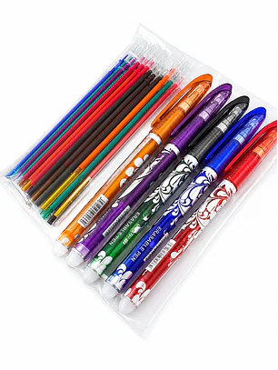 6 Lápices Borrables (tinta gel) + 30 recargas