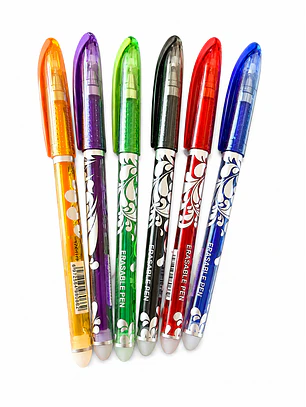 6 Lápices Borrables (tinta gel) + 30 recargas