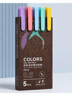 Set de 5 lápices tinta gel 0.5mm
