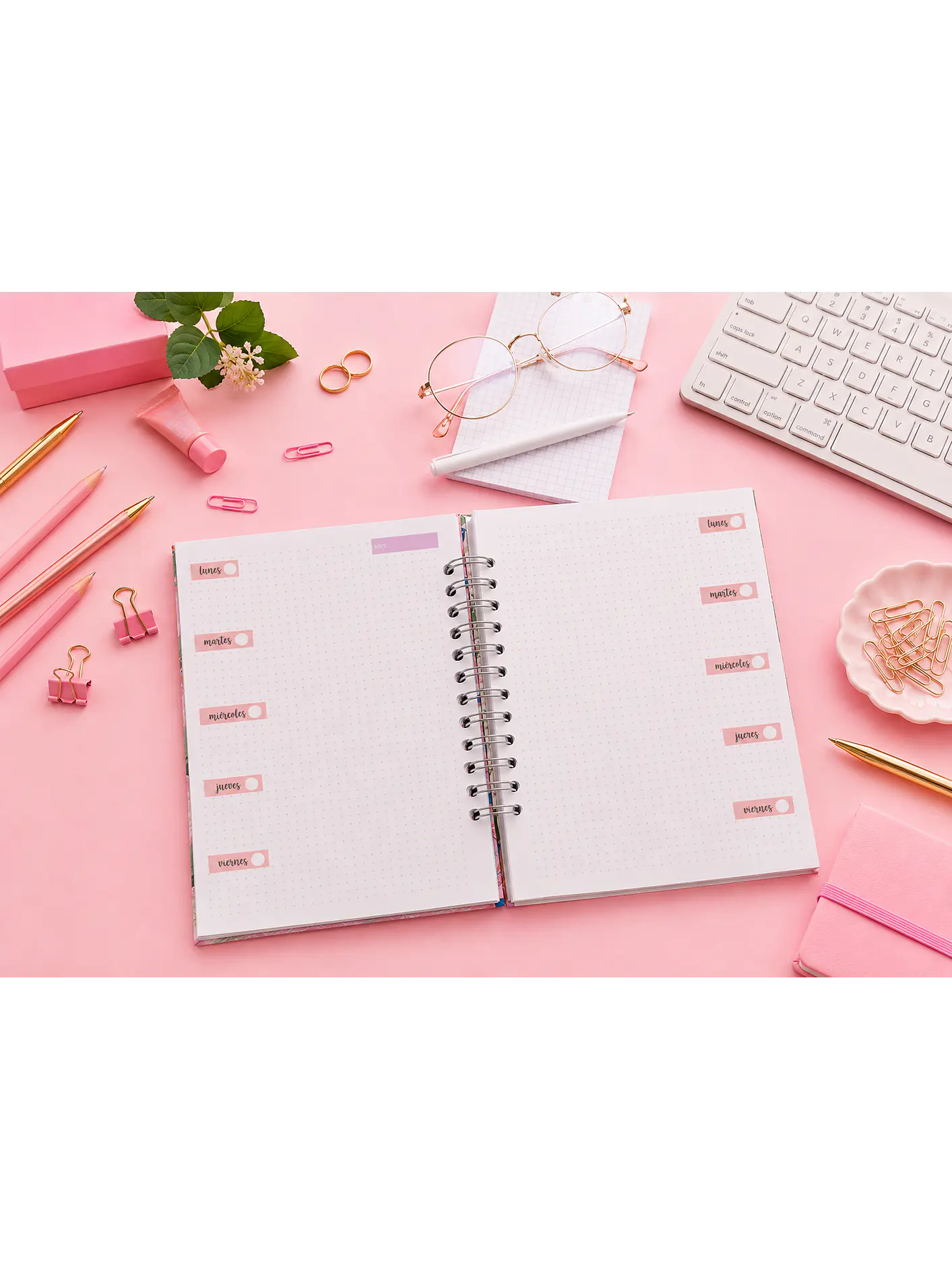 Planner universitario Flor neón 3