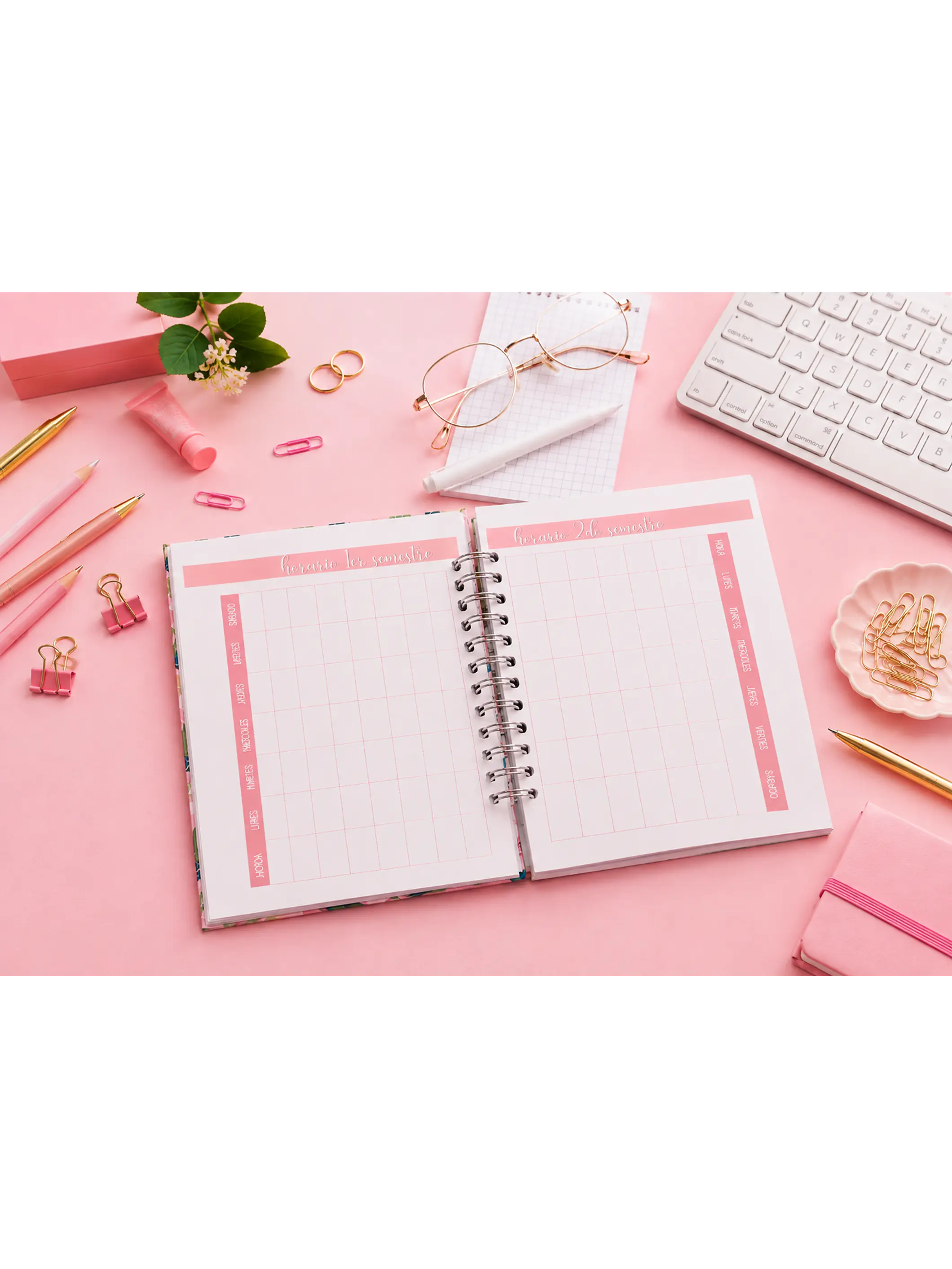 Planner universitario Flor neón 8