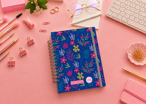 Planner universitario Flor neón