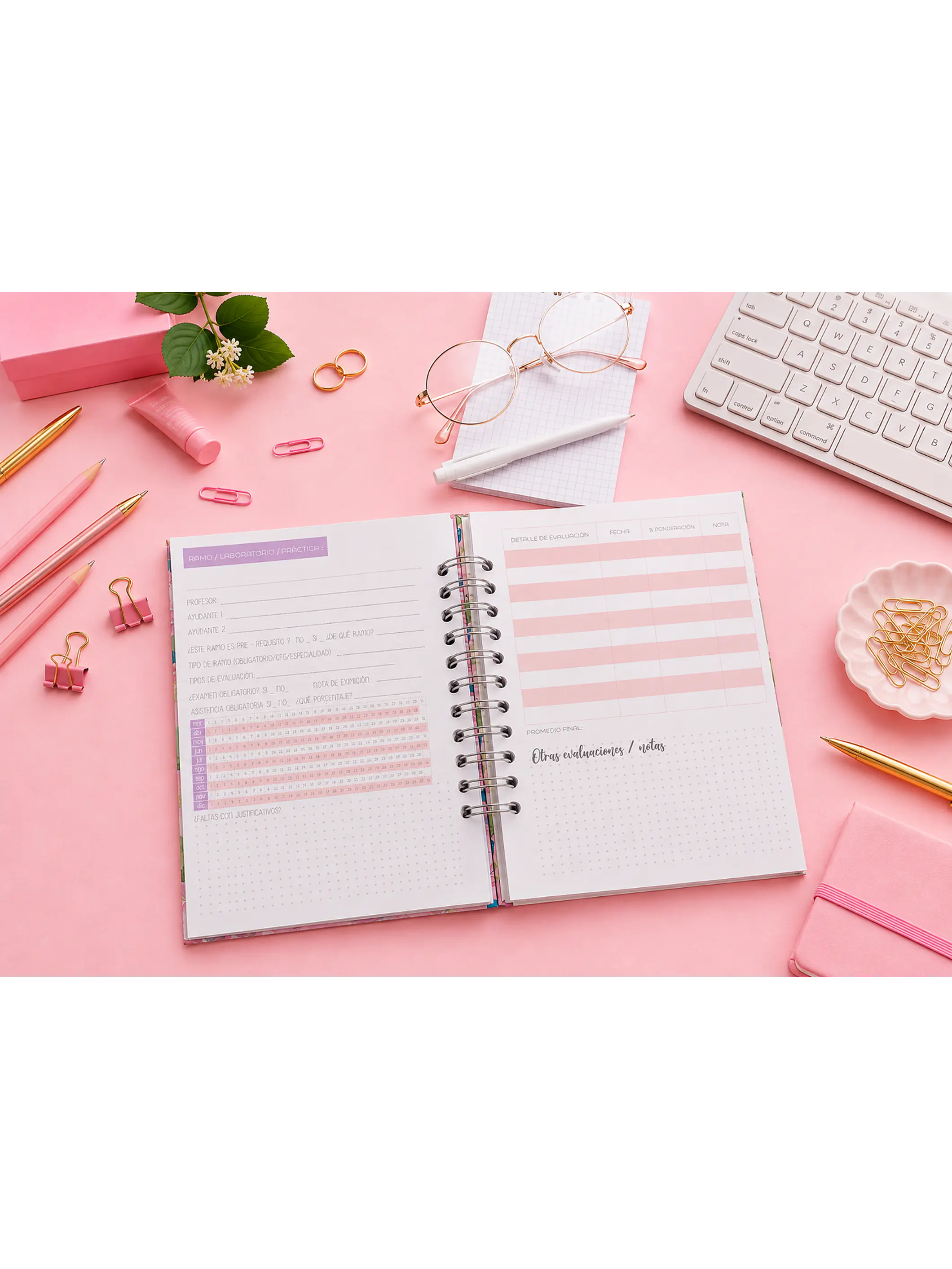 Planner universitario Flores Vintage 2