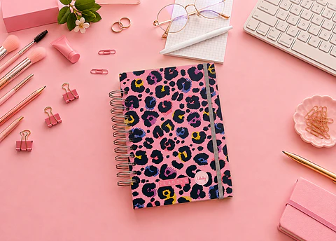 Planner universitario sin fecha Animal Print Rosado