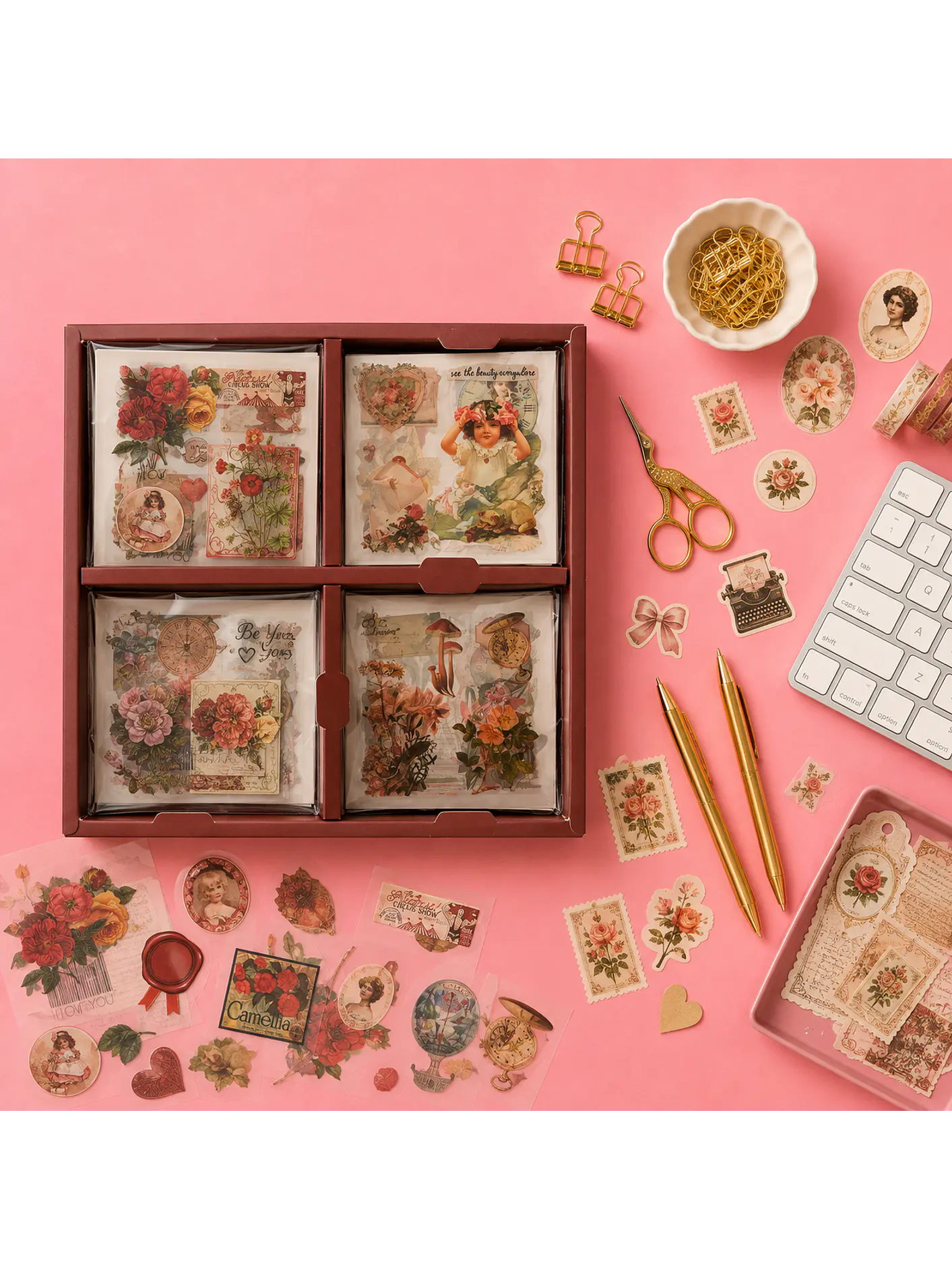 Set stickers vintage 100 hojas  2