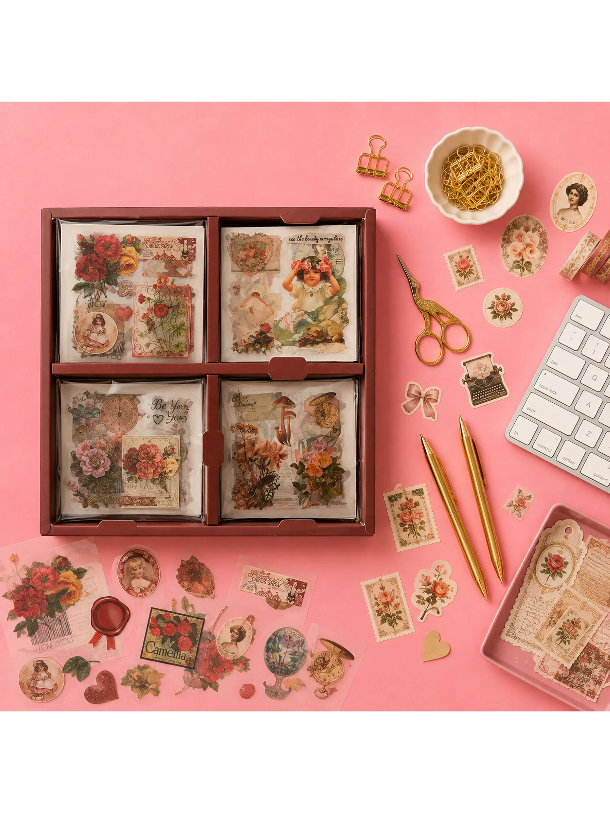 Set stickers vintage 100 hojas  2