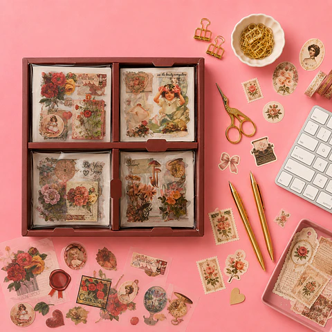 Set stickers vintage 100 hojas 