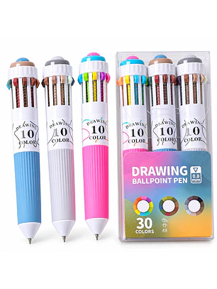 Bolígrafo retráctil 10 colores (Set 3 lápices) 