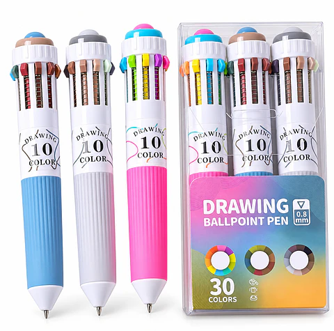 Bolígrafo retráctil 10 colores (Set 3 lápices) 