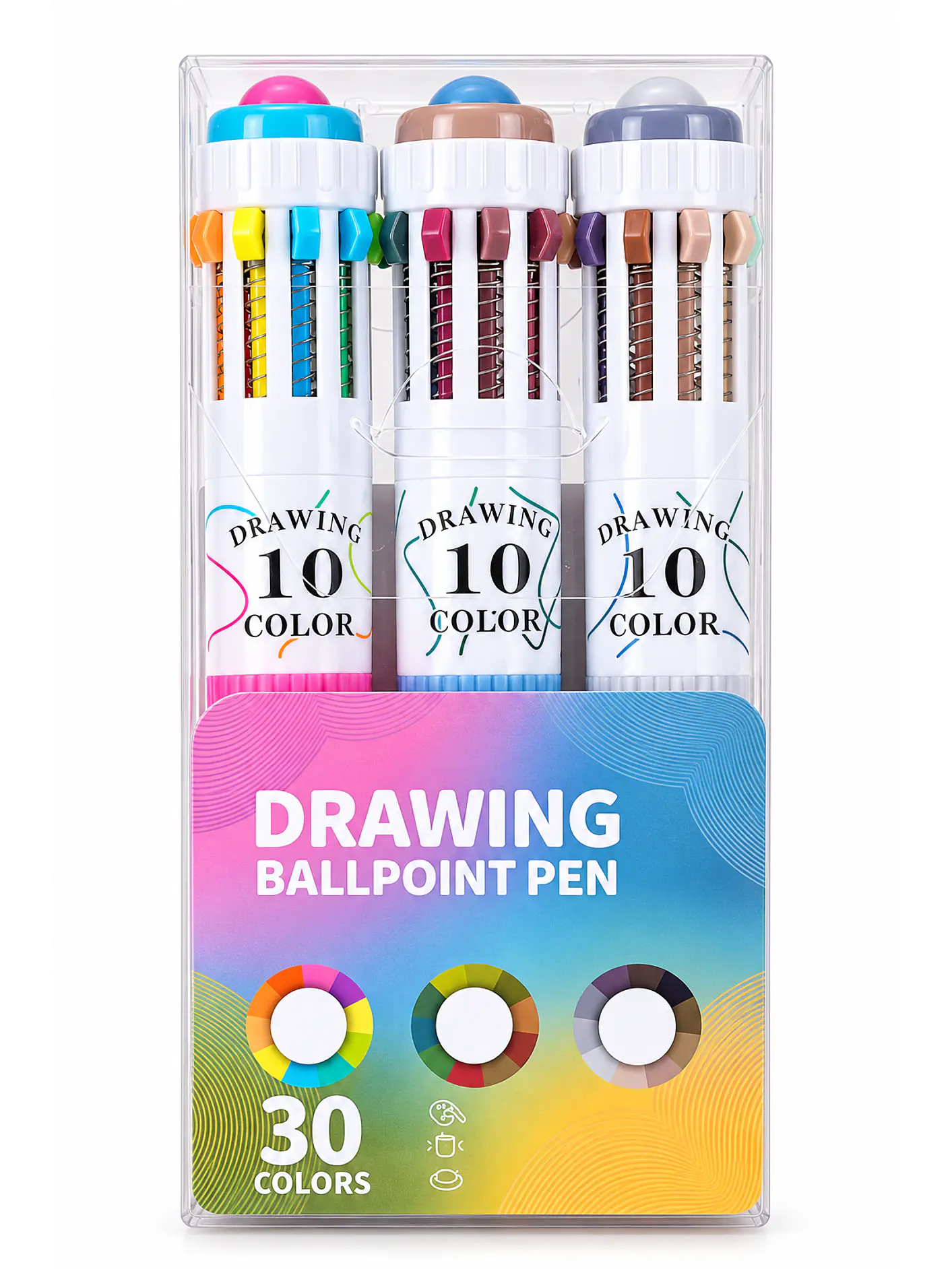 Bolígrafo retráctil 10 colores (Set 3 lápices)  2