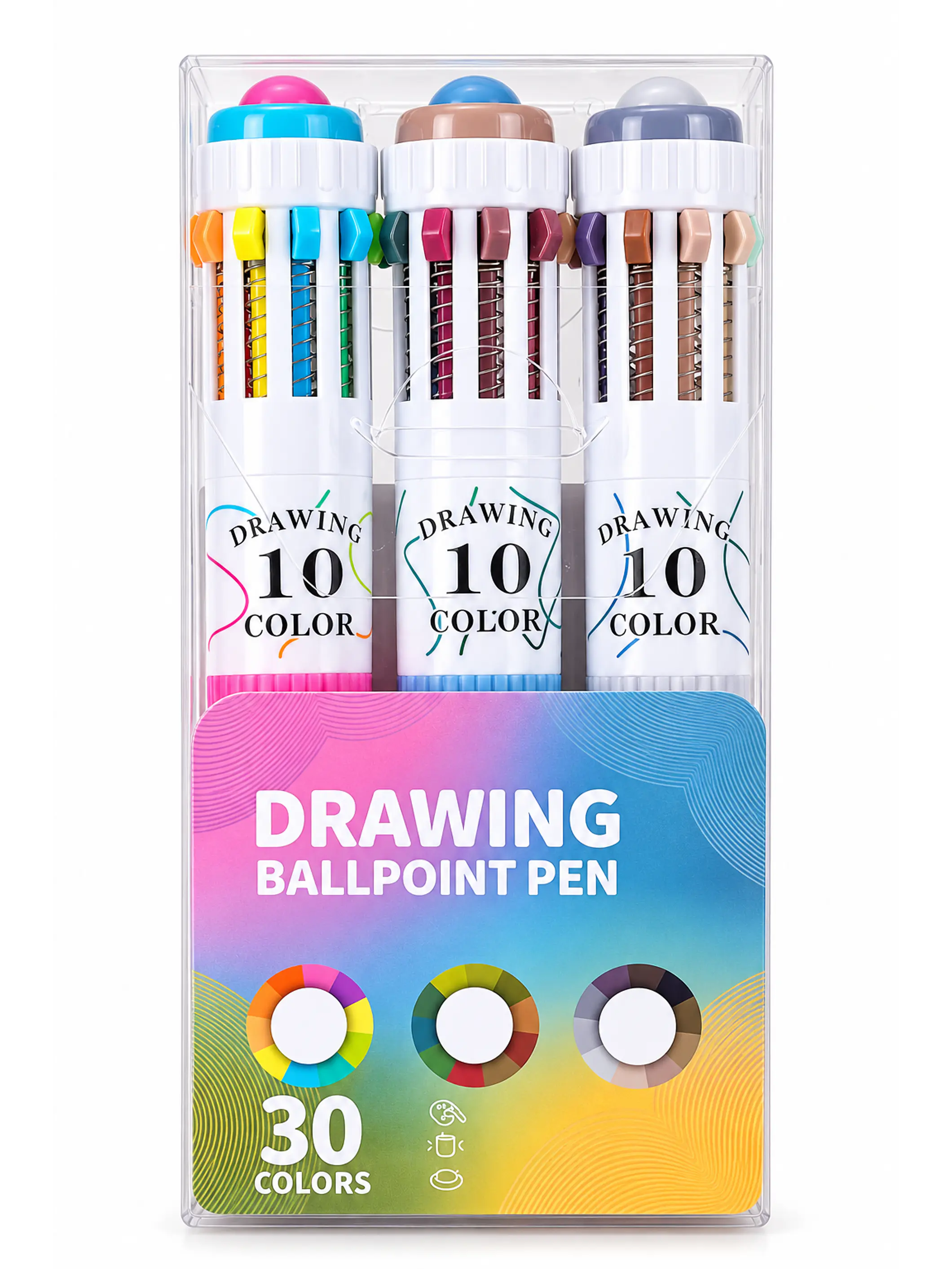 Bolígrafo retráctil 10 colores (Set 3 lápices)  2