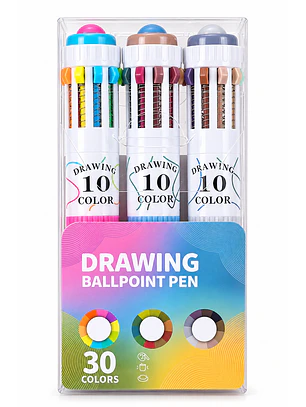 Bolígrafo retráctil 10 colores (Set 3 lápices) 