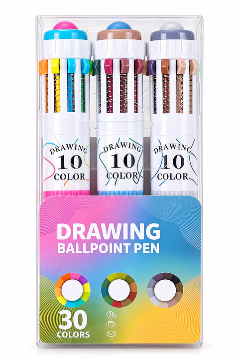 Bolígrafo retráctil 10 colores Languo  (Set 3 lápices) 