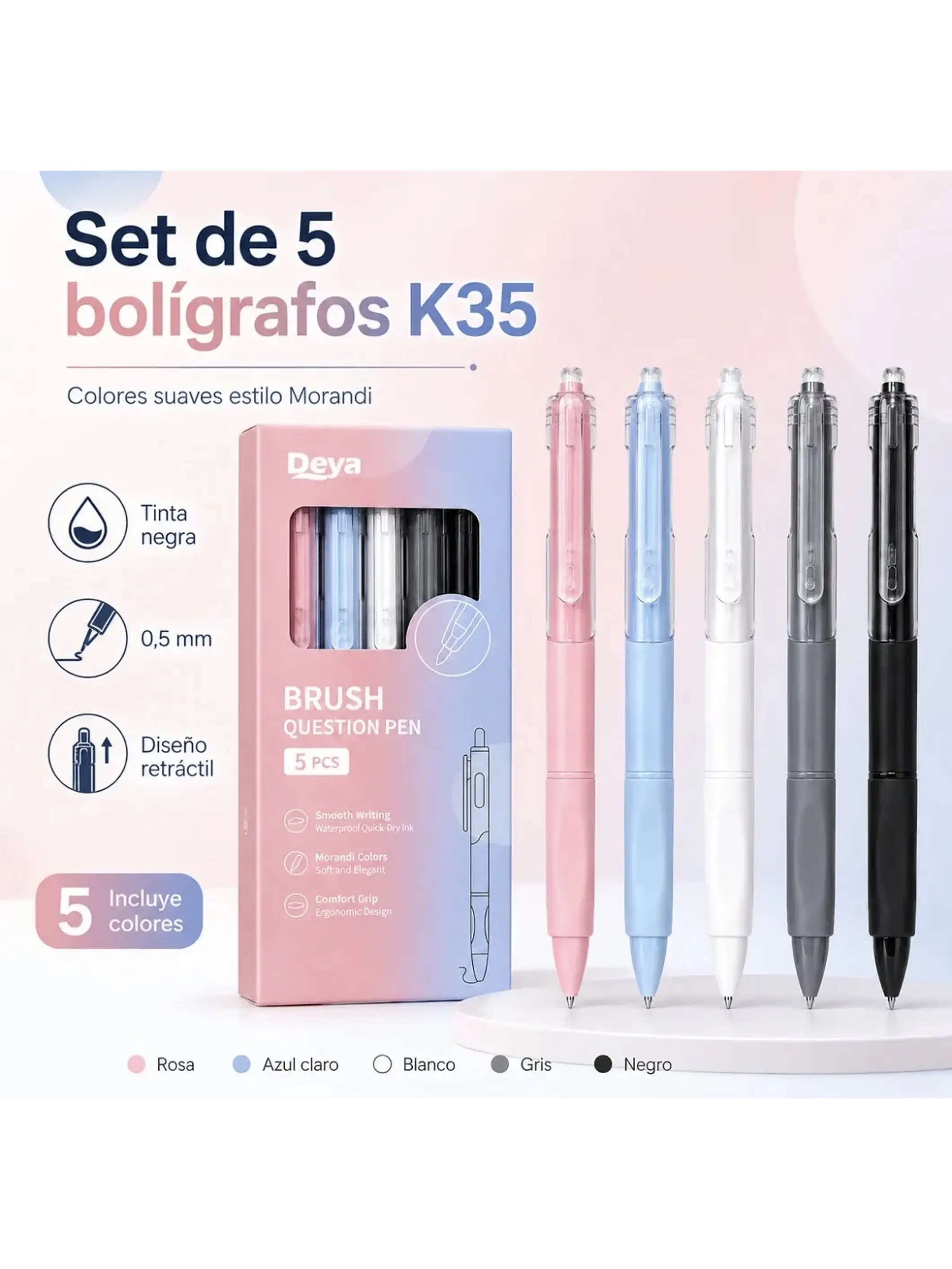 Set 5 lápices gel secado rápido  2