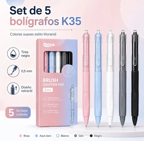 Set 5 lápices gel secado rápido 