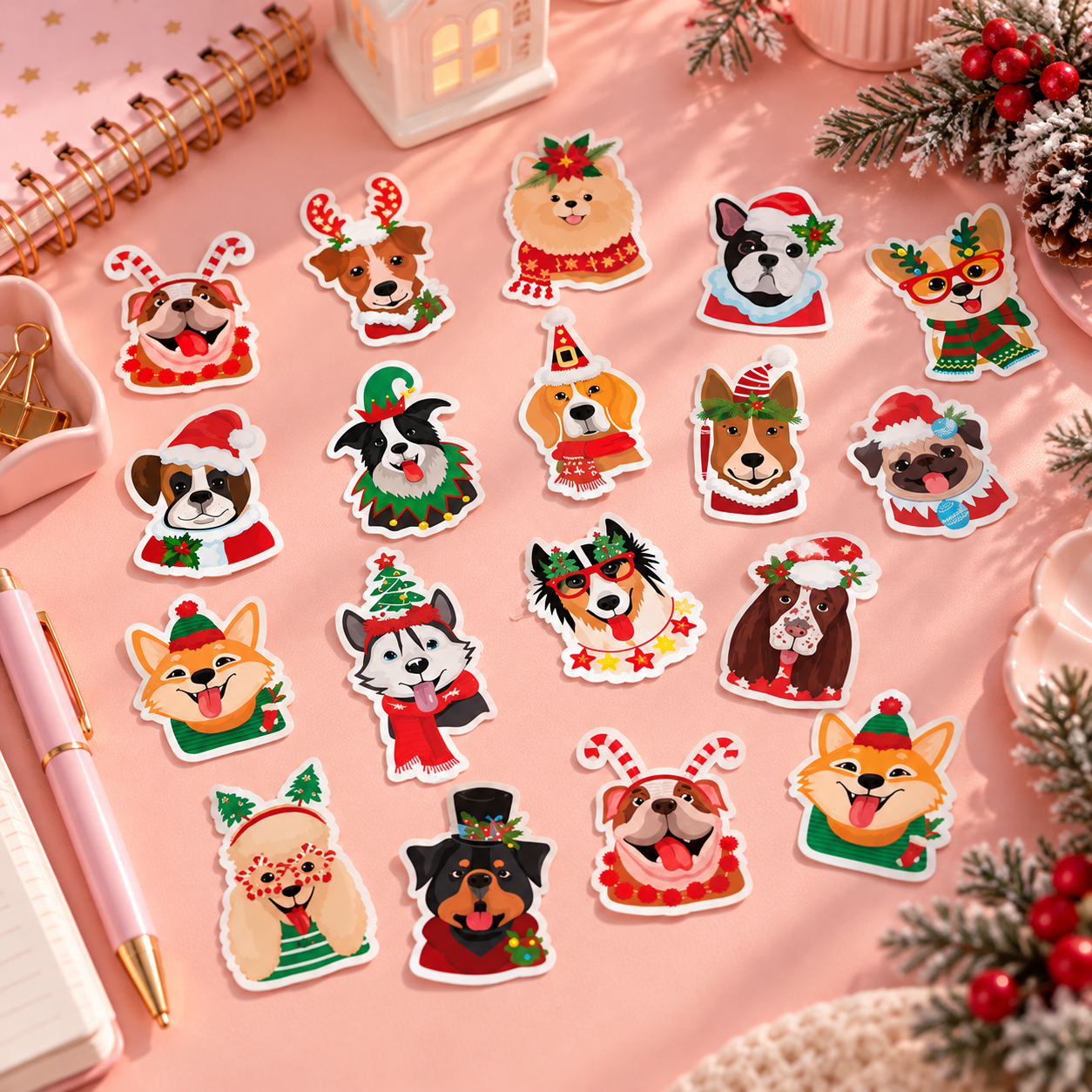 Pegatinas navideñas perrunas (250uni) 3