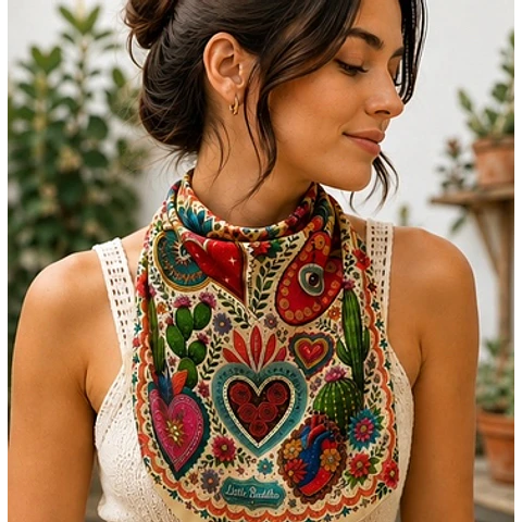 Pañuelo corazones y cactus