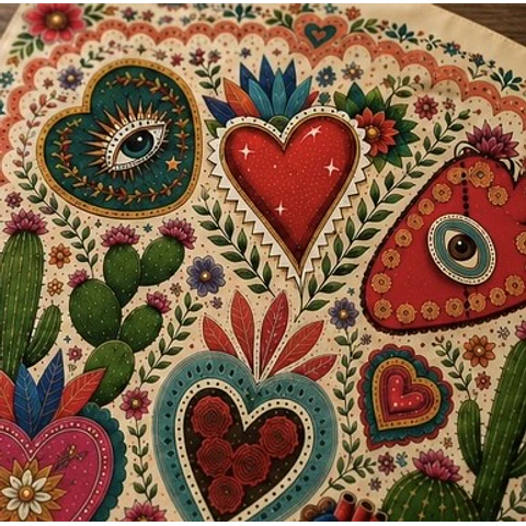 Pañuelo corazones y cactus