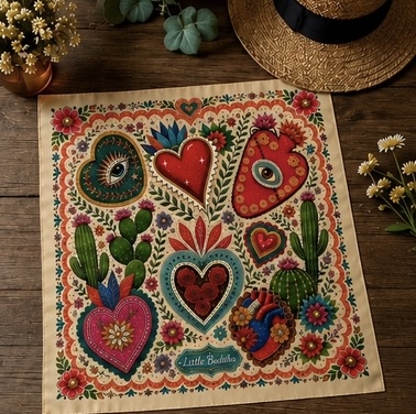 Pañuelo De Mujer Tipo Seda 70x70 Cm Diseño Corazones