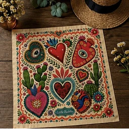 Pañuelo corazones y cactus