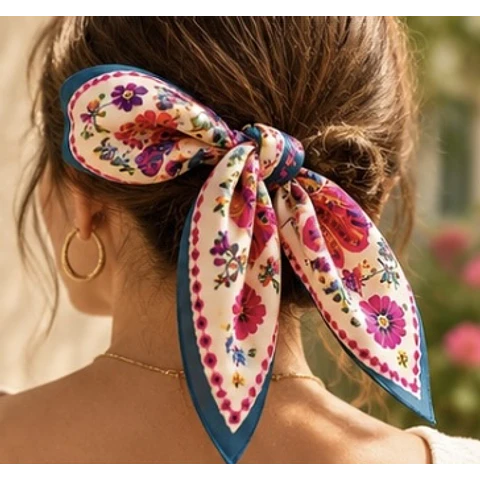 Pañuelo bohemio pájaros y flores
