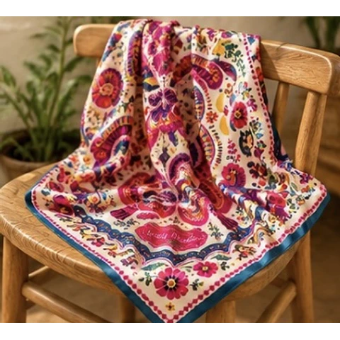 Pañuelo bohemio pájaros y flores