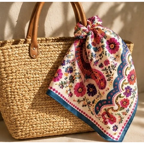 Pañuelo bohemio pájaros y flores