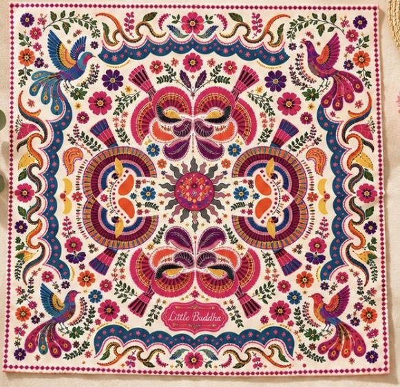 Pañuelo Flores Petroleo 70x70 cms.