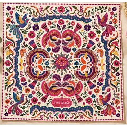 Pañuelo bohemio pájaros y flores