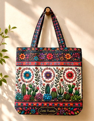 Tote bag Inicial flores con tu nombre