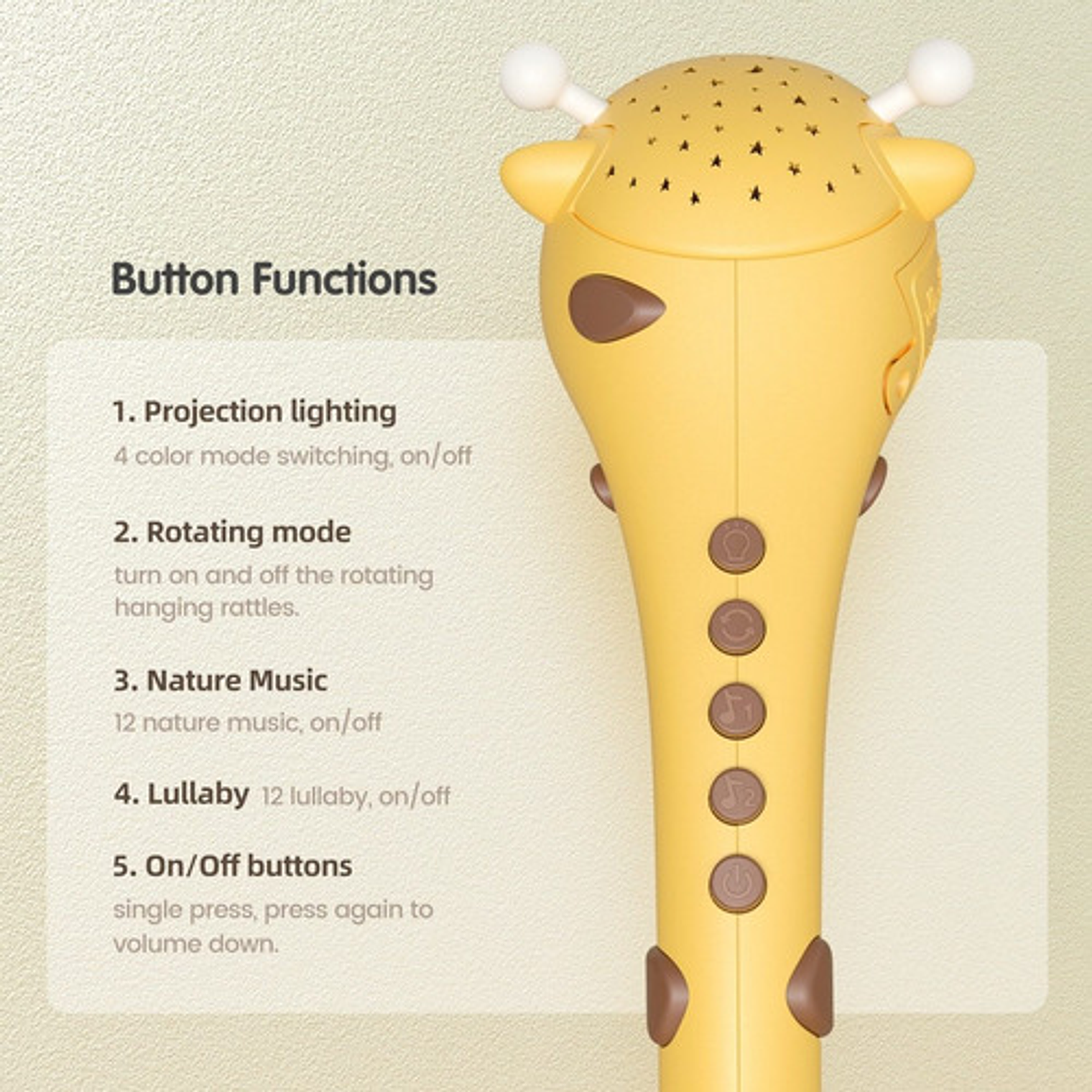 Movil Musical Giratorio Proyector De Luces y Control Remoto 6