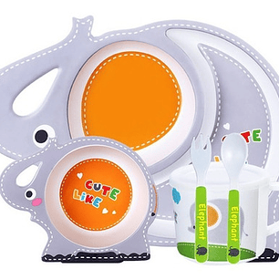 Set Vajilla Niños- Bambú 5 Piezas