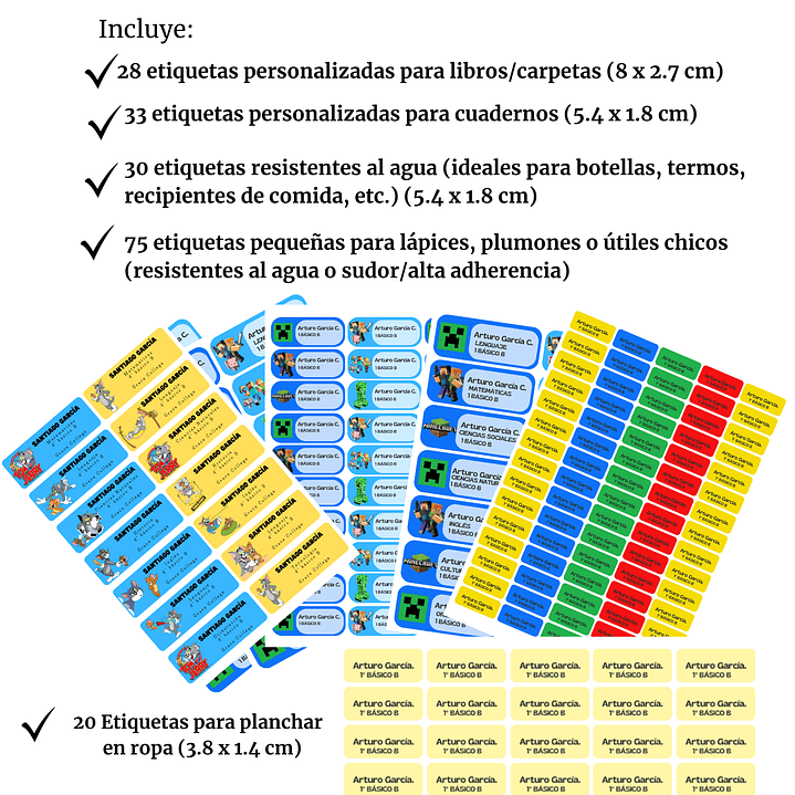 Etiquetas Escolares Pack 2 1