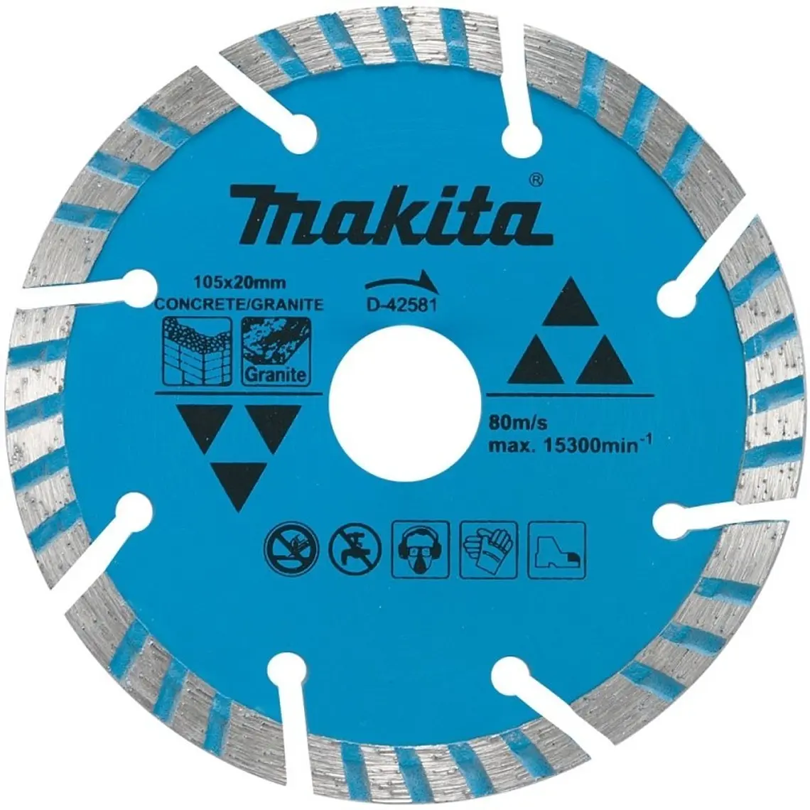 Disco Diamantado 105mm x 20mm Tub-Seg/ Seco / Concr, Granito (Con Anillo 16 mm) Makita 1