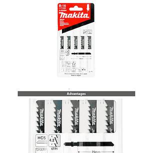 Hoja De Calar B-16 (6t x 75mm) Madera, Plástico Makita
