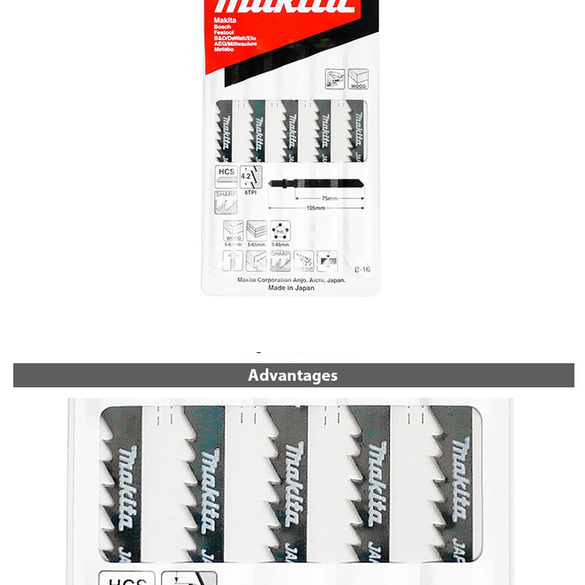 Hoja De Calar B-16 (6t x 75mm) Madera, Plástico Makita 2