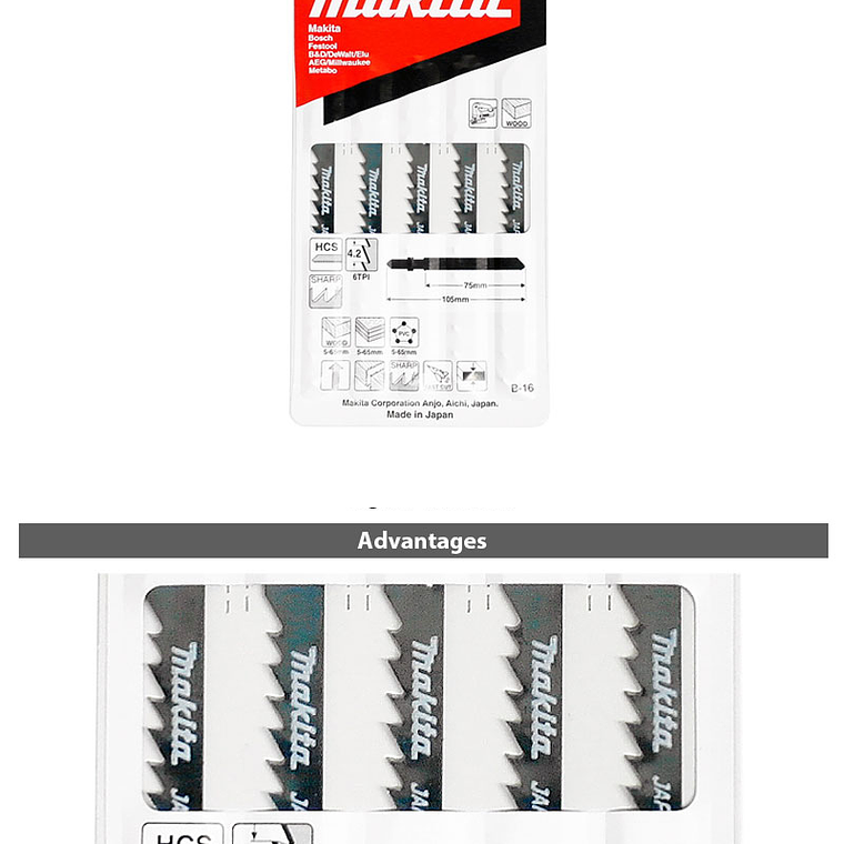 Hoja De Calar B-16 (6t x 75mm) Madera, Plástico Makita 2