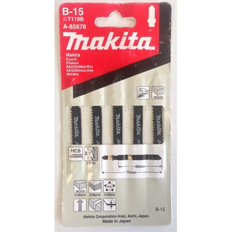 Hoja De Calar B-15 (12t x 50mm) Madera, Plástico Makita 1