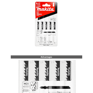 Hoja De Calar B-17 (6t x 70 mm) Madera, Plástico (Cortes Curvos, Scroll) Makita
