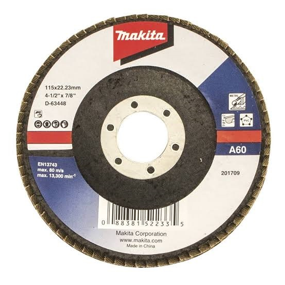 Disco Traslapado Makita 115 x 22 Gr 40 - Metal ángulo 2