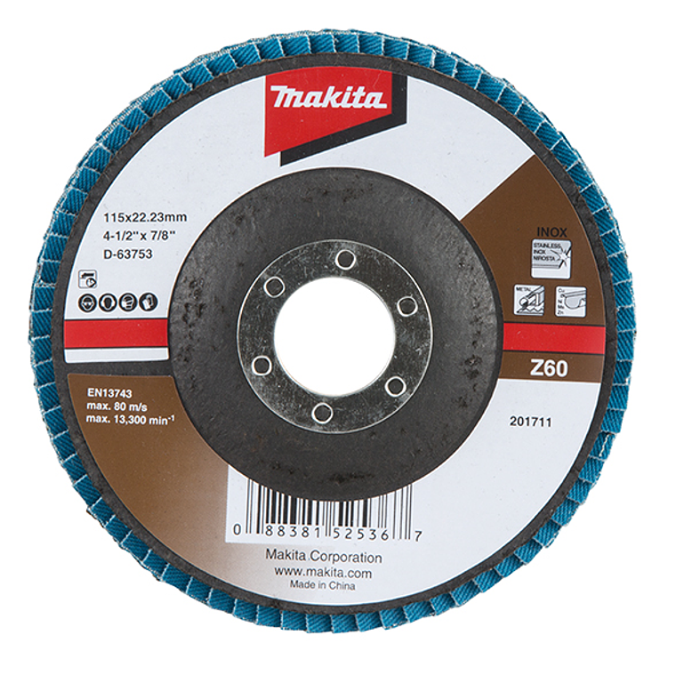 Disco Traslapado 115 x 22 Grano 60 - Zircon - Metal y Acero Inoxidable 2