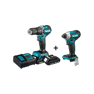 Combo Taladro Percutor Inalabrico + Atornillador de Impacto Makita DLX2414YX7