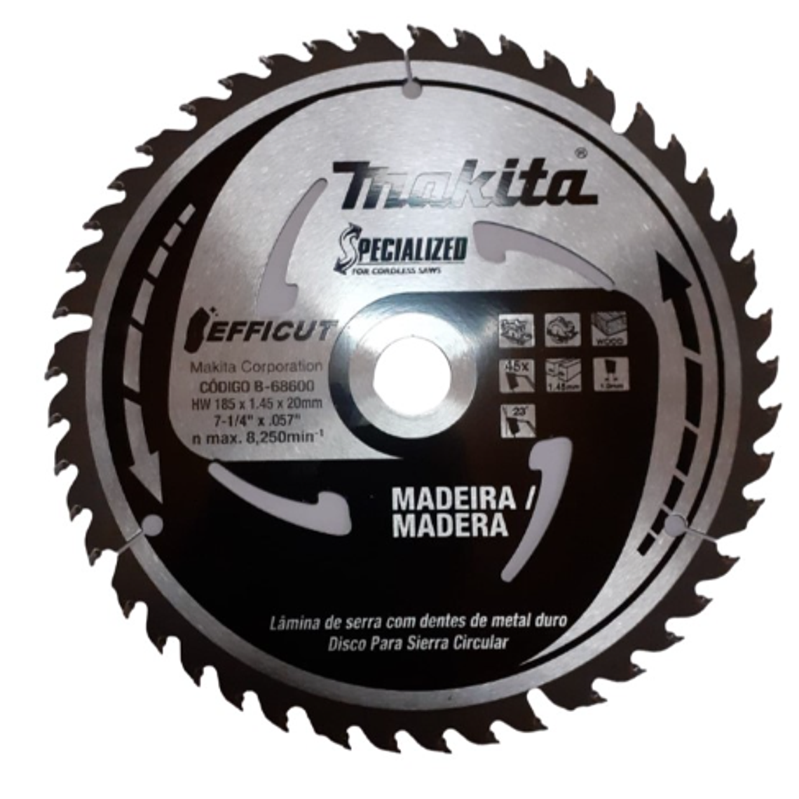 Disco Sierra Efficut Madera 185mm x 20mm x 45t Makita 1