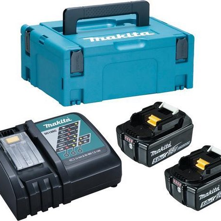 Kit Fuente Alimentación Cargador Dc18rc+ Batería Bl1850b x 2un + Makpac Makita 1