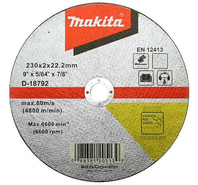 Disco corte acero inox. 9'' Makita D-18792