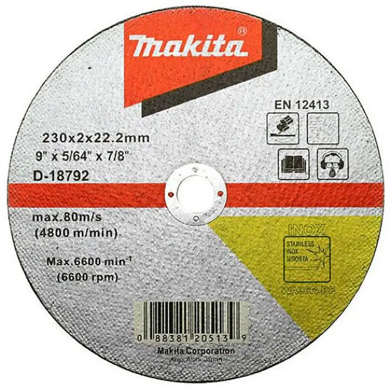Disco corte acero inox. 9'' Makita D-18792 1