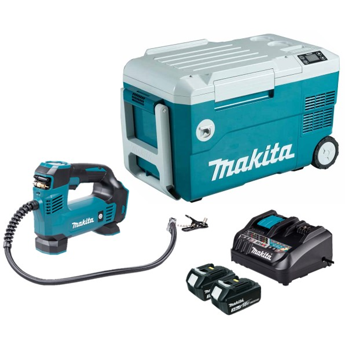 Kit Cooler Inal. DCW180 + Inflador DMP180 + 2 baterías Bl1830 y cargador DC18RE 1